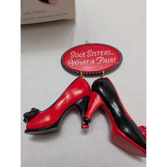 Hallmark Keepsake Sole Sisters 2010 red black "..What a Pair!" w/ box 3 inch - Picture 2 of 11